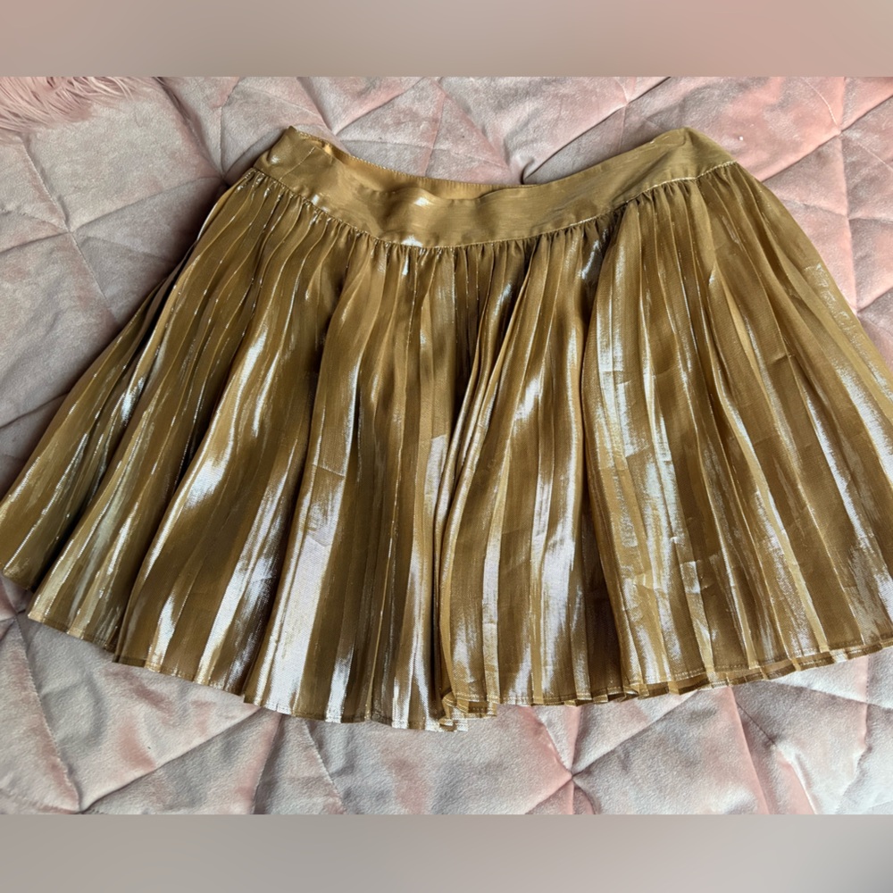 LONDONJEAN Shiny Gold A-Line Skirt